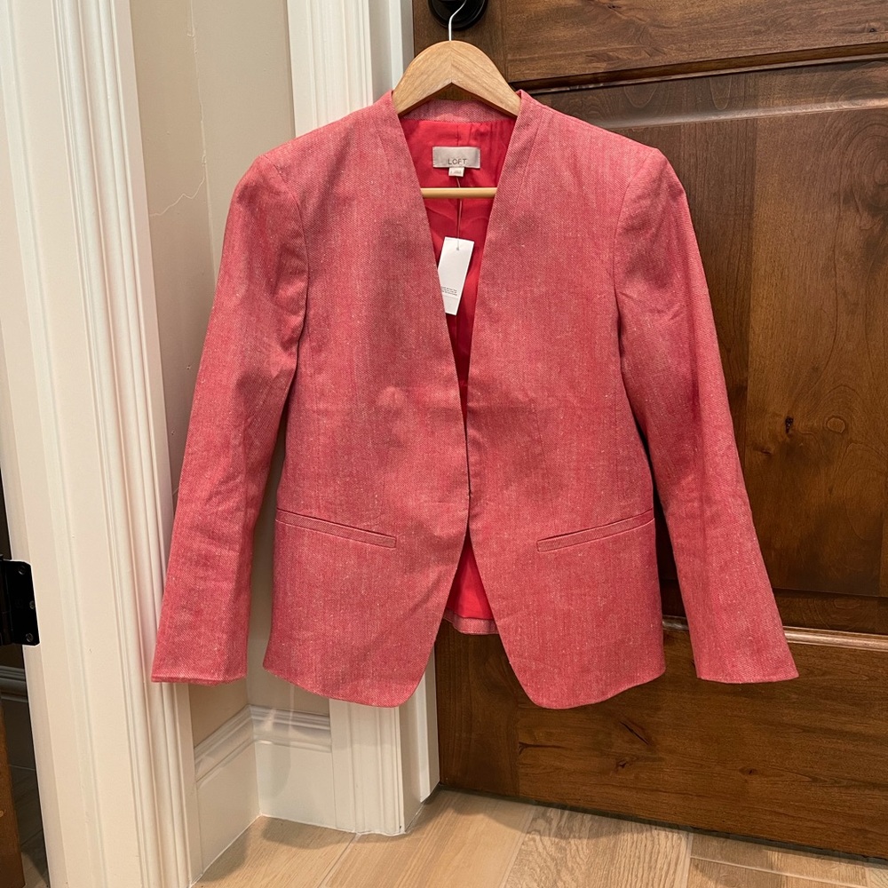 Loft salmon pink linen blazer NWT  Sz 2